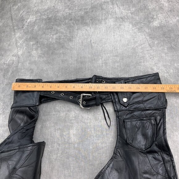 Unbranded Chaps Adult Medium Black Leather Patchwork Buckle Lace Up Zip VTG - Picture 8 of 11